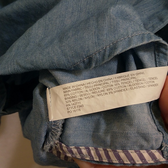 Chambray Button Up with Ruffles - Sz 14 - Picture 3 of 5